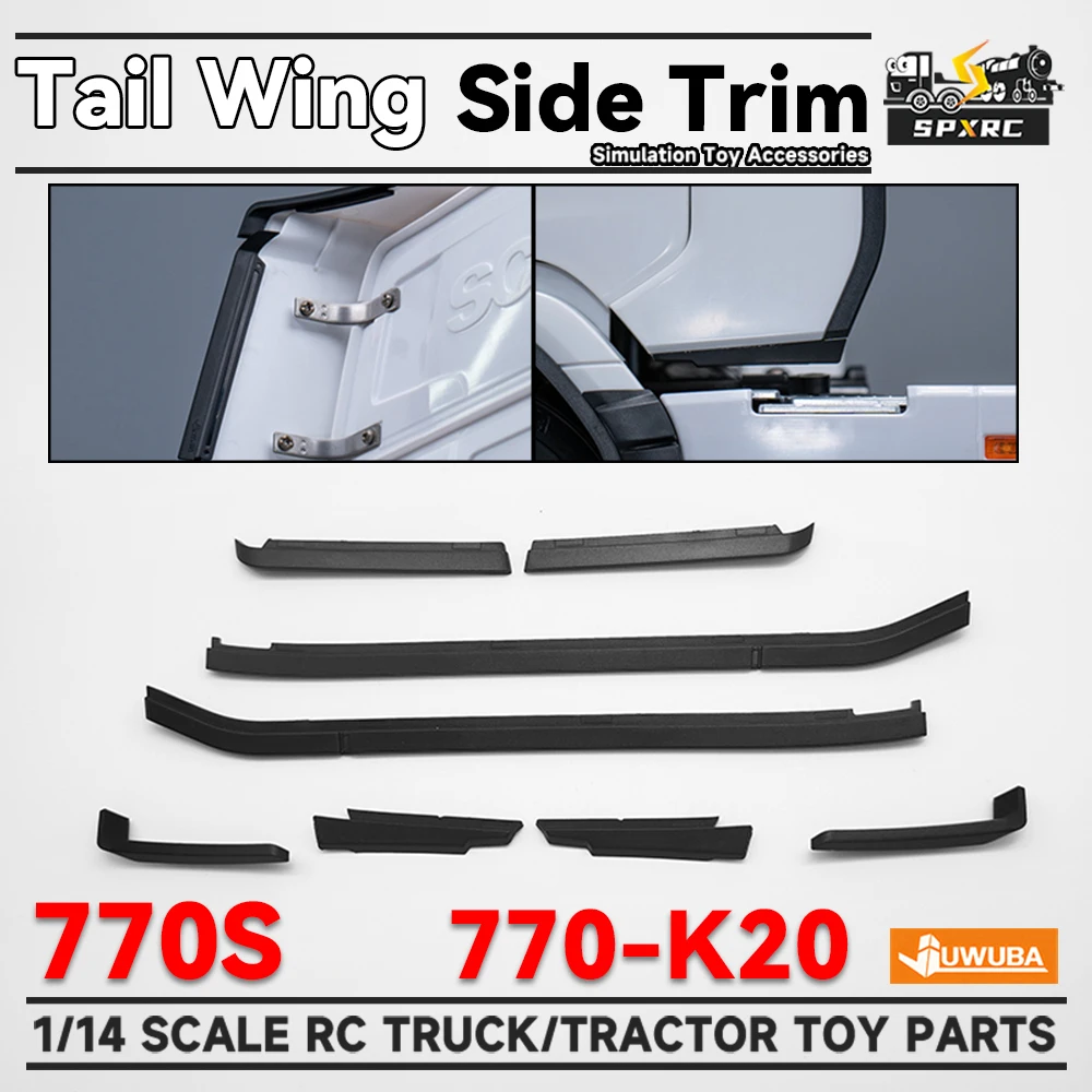 770S Tail Wing Side Trim 770-K20 Black For 1/14 Tamiyaa RC Truck Tractor 56368/56379 Scaniaa 6X4 4X2 JUWUBA DIY Toys Model Parts