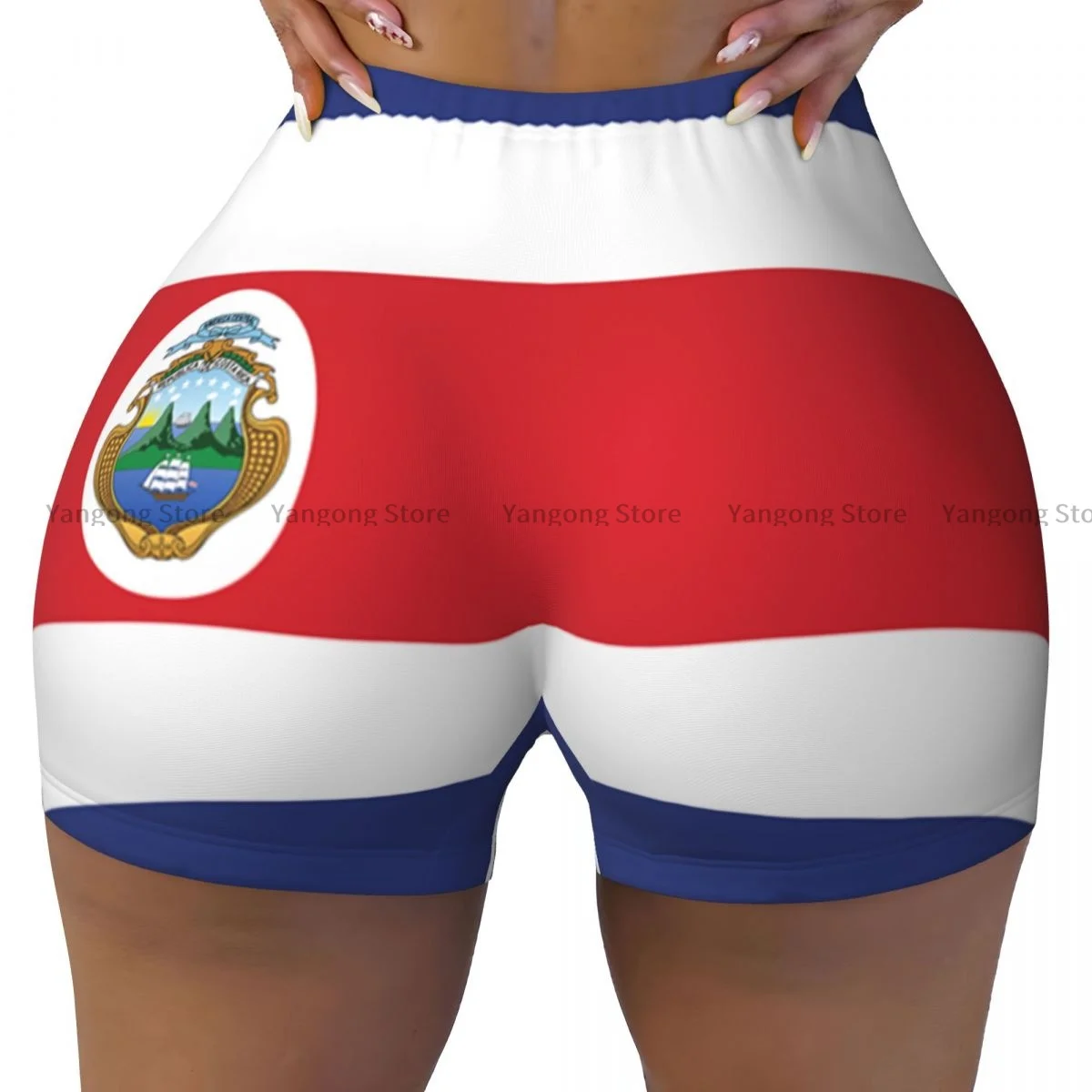 

Women Yoga Shorts Costa Rican Flag Workout Shorts Fitness quick-dry Ladies Yoga Gym Running Short Pants Sportswear