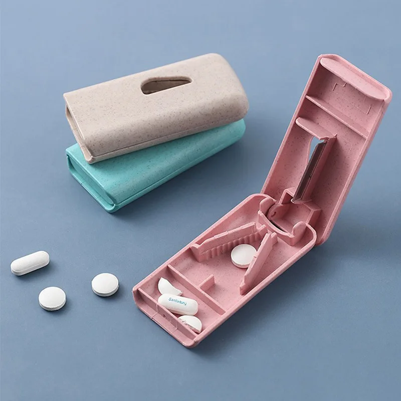 1 Uds Mini cortador de plástico pastillas medicina pastillero portátil caja de almacenamiento dispensador práctico rebanador de drogas herramienta de salud esencial FYQ011