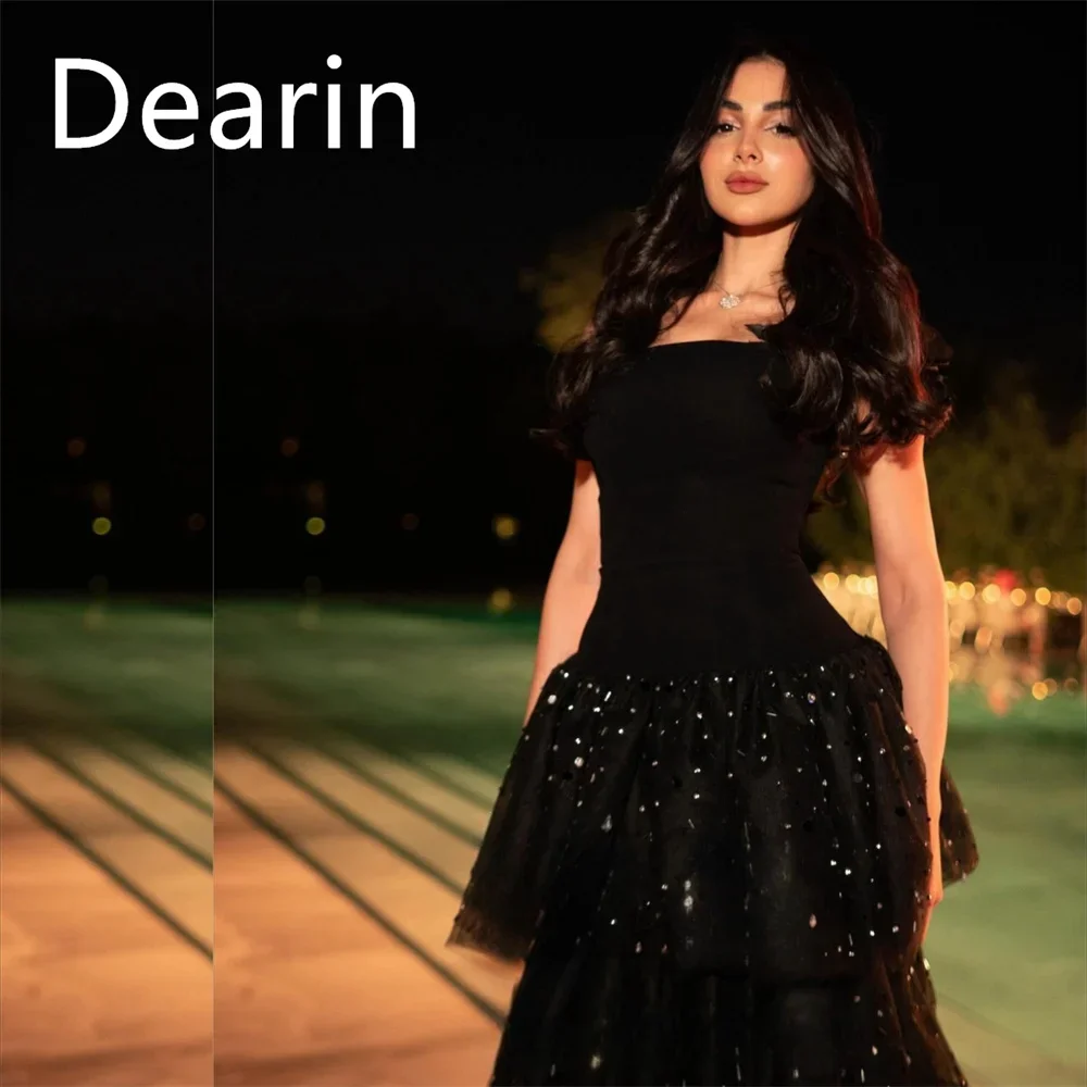 

Customized Evening Gown Women Formal Dearin Off-the-shoulder A-line Floor Length Skirts Layered Bespoke Occasion Dresses Prom Dr