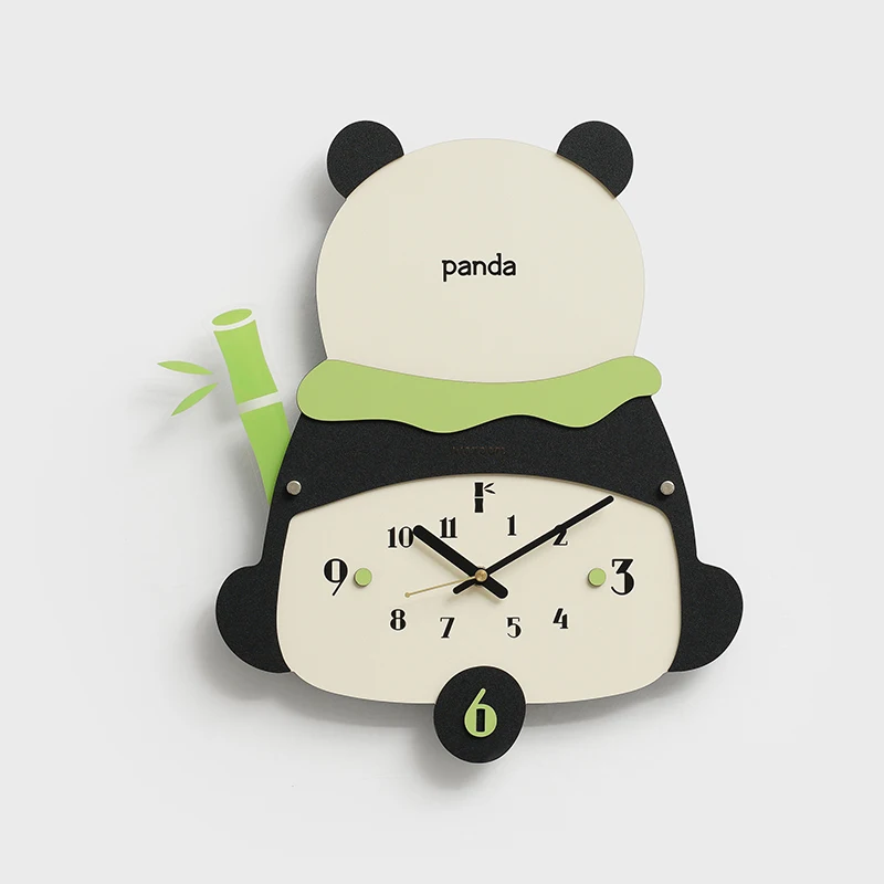 Funny Simple Panda Clock Modern Creative Wall Clock Hanging Decoration Interior Design Minimalist Cute Wandklok Furniture