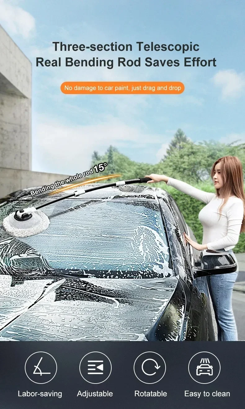 EAFC Autowaschbürste Autoreinigungsbürste Teleskop-Langgriff-Mopp Weiche Chenille-Bürste Universelle Fensterreinigung Auto-Zubehör Verbesserte Verpackung – Detail 1