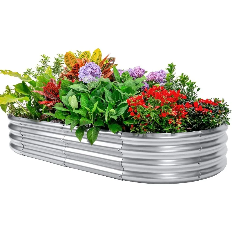 

Galvanized Raised Garden Bed Kit, Oval Large Metal Planter Box, Sturdy and Durable, Garden Boxes Outdoor Raised for Vegetables