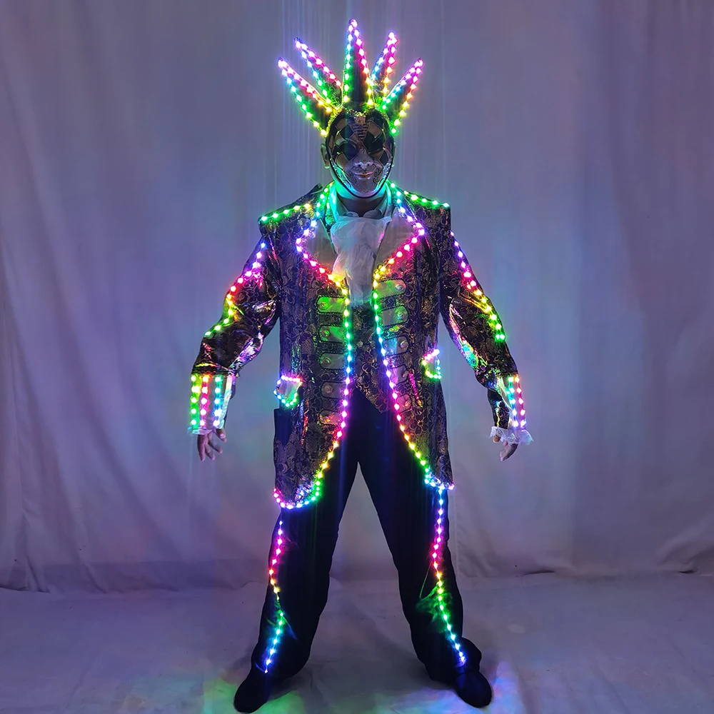 Full Color LED Jacket for Tron Suit LED Court Suit with Mask - Glow-in-the-Dark Costume for Parties And Events