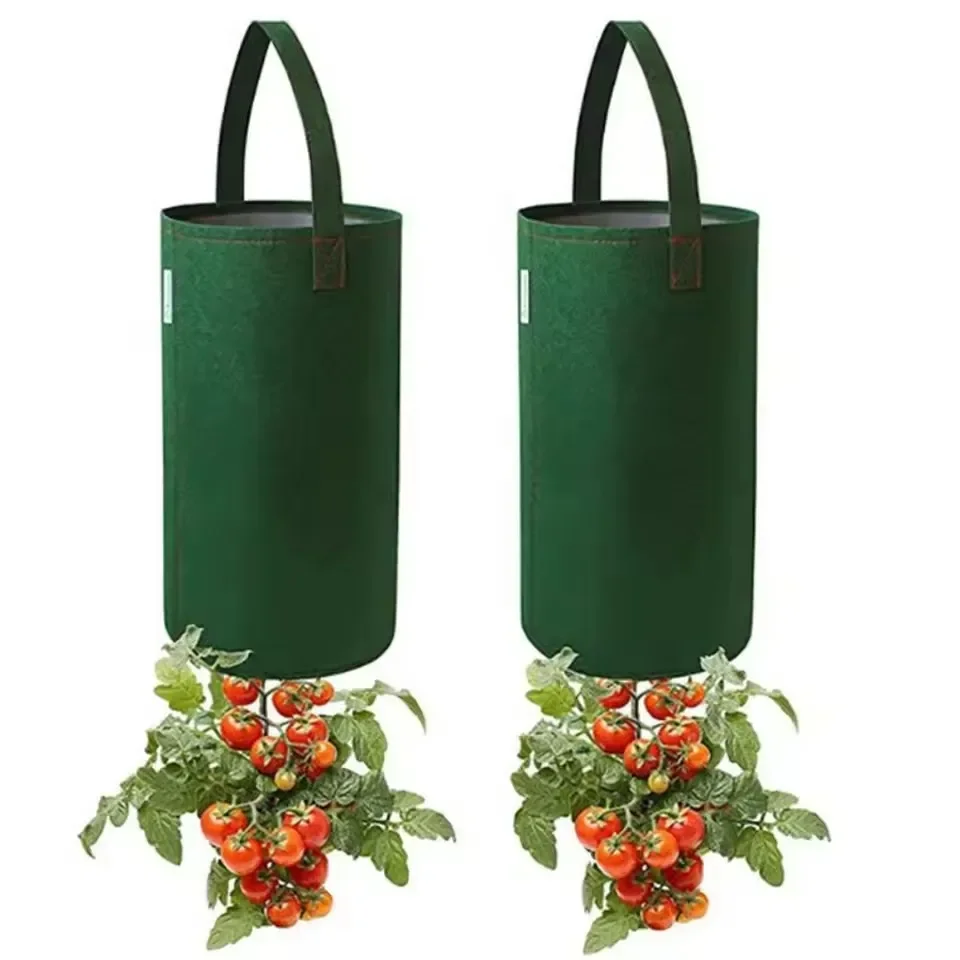 Felt Hanging Tomato Grow Bag Upside Down Planter Strawberry Vegetable Flower Plant Grow Bags Multi-Function Garden Plant Pot