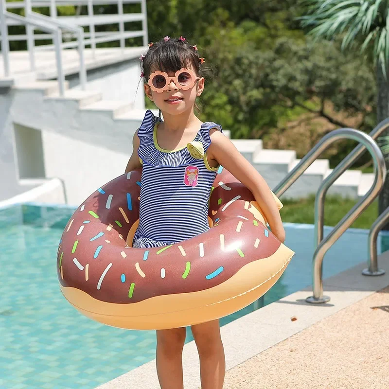 Jouets gonflables d'été, Simulation de beignets en forme d'anneau de natation, piscine en PVC, fête sur la plage, jouets d'eau, anneau flottant pour enfants et adultes