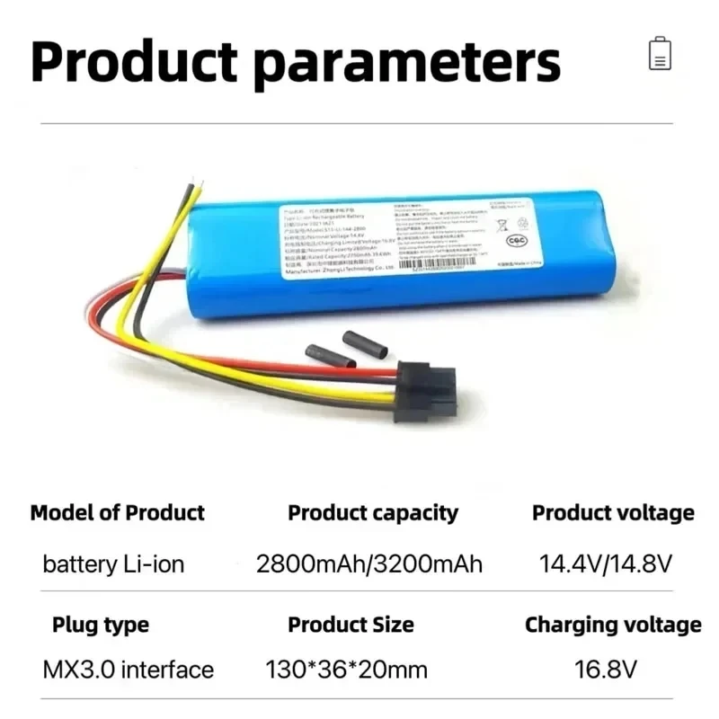 CECOTEC CONGA 3090 3091 3092 1690 1890 2090 Robot Vacuum Cleaner Battery Pack Replacement Accessories 14.4 Volts 12800mAh