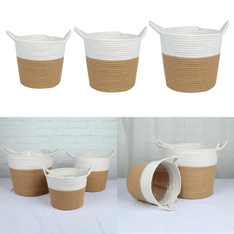 

Rope Woven Basket Flower Pot Home Decorations Cotton Rope Woven Hand-Making Cotton Storage Baskets Decorative Flower Pot