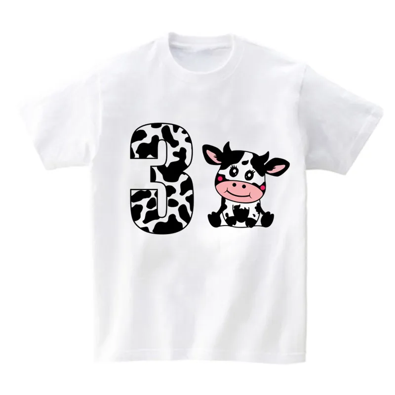 Baby Cow Birthday Party T Shirt rodzina strój pasujące ubrania wakacje wygląd ojciec matka dzieci Shits pierwsze urodziny Shirt