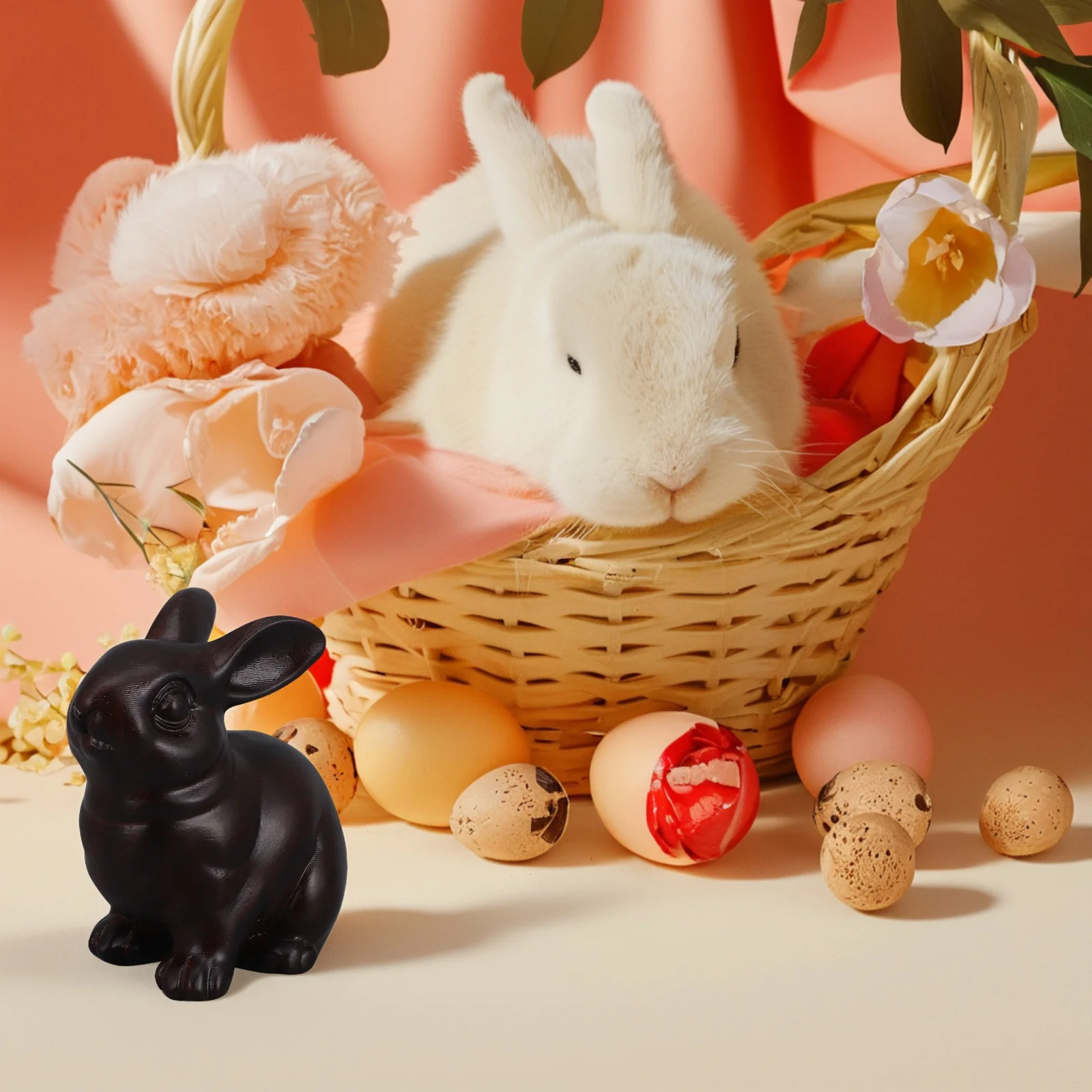 

Wooden Carving Bunny Ornament Rustic Rabbit Statue for Home Office Living Room Desktop Decoration Easter Bunny Sculpture