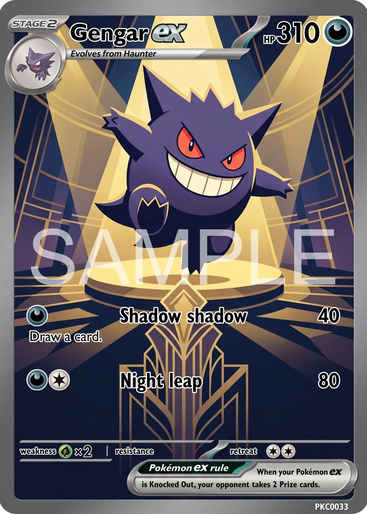 7Pcs PKM Cards PTCG Art Deco Style Gengar Night Theater Seven Unique Scenes Character Art Collection Display Set Cards PTCG
