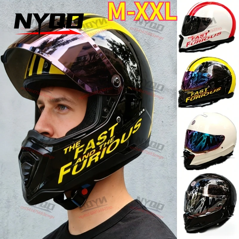 

Мотоциклетный шлем ORZ в стиле ретро, американский круизный шлем с полной защитой лица и съемным козырьком, мотошлем для мужчин и женщин