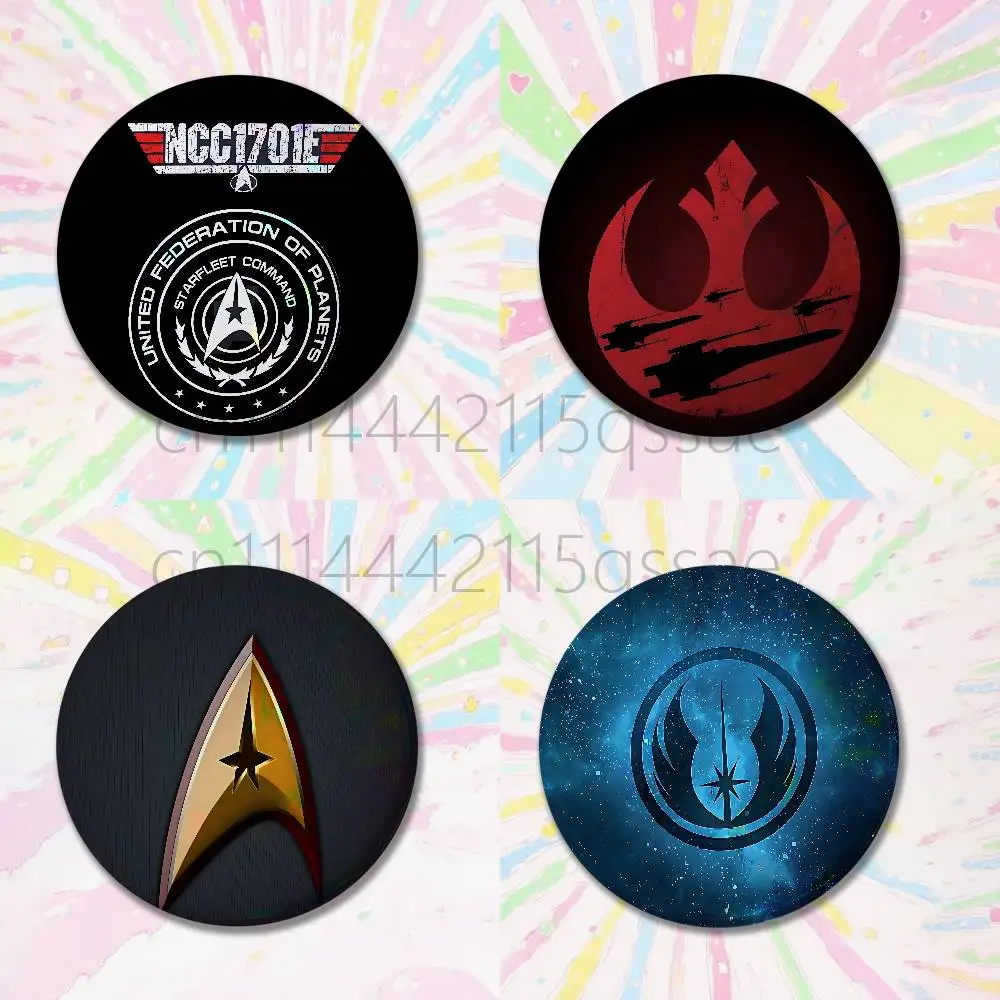 S-Star T-Trek 32/44/58mm Handmade Pins Round Brooch Badge Backpacks Clothes Jewelry Gifts