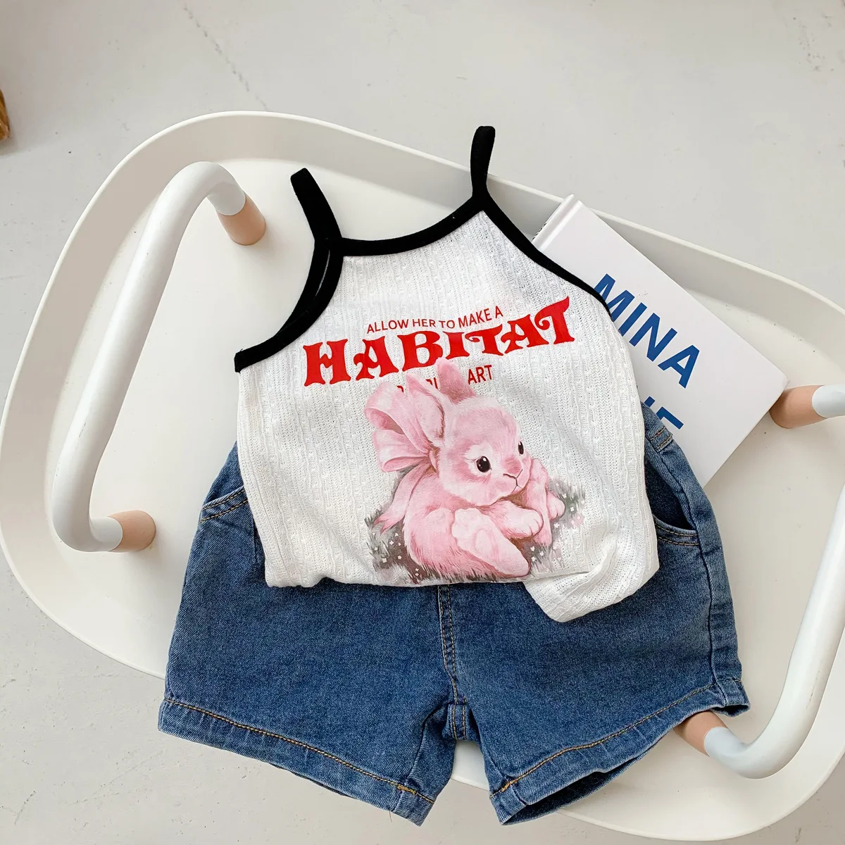 

Baby Boy Clothes Casual Tracksuit Pure Cotton Clothing Summer For Babies T-shirts Rabbit printed knitted vest sling