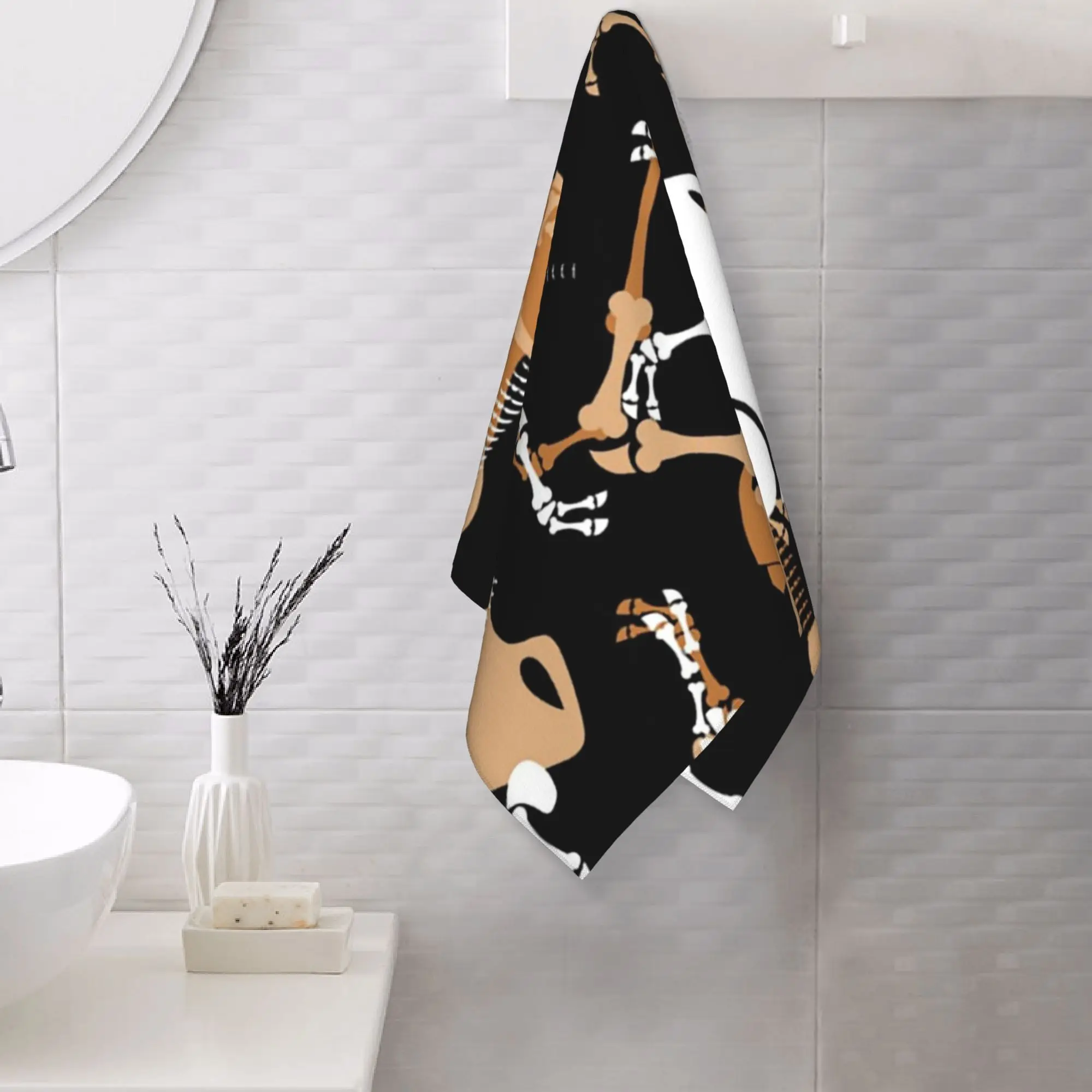Custom Dinosaur Bones Pattern Soft Face Towel Quick Dry Pool Bath Cotton Towels Absorbent Quick