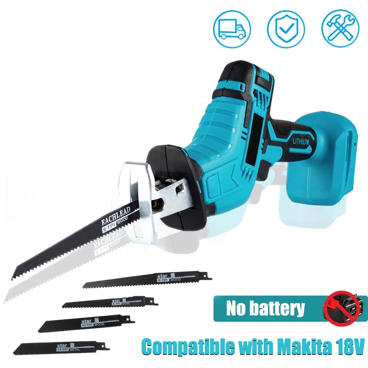 cordless eletrica alternativa serra velocidade variavel metal madeira ferramenta de corte serras eletricas adequado makita 18v bateria 4000 rpm min 01