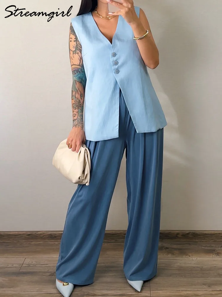 夏薄型リヨセルジーンズ女性弾性ウエストアイスシルクワイドレッグデニムパンツピンクだぶだぶのジーンズ女性のための夏の緩いズボン