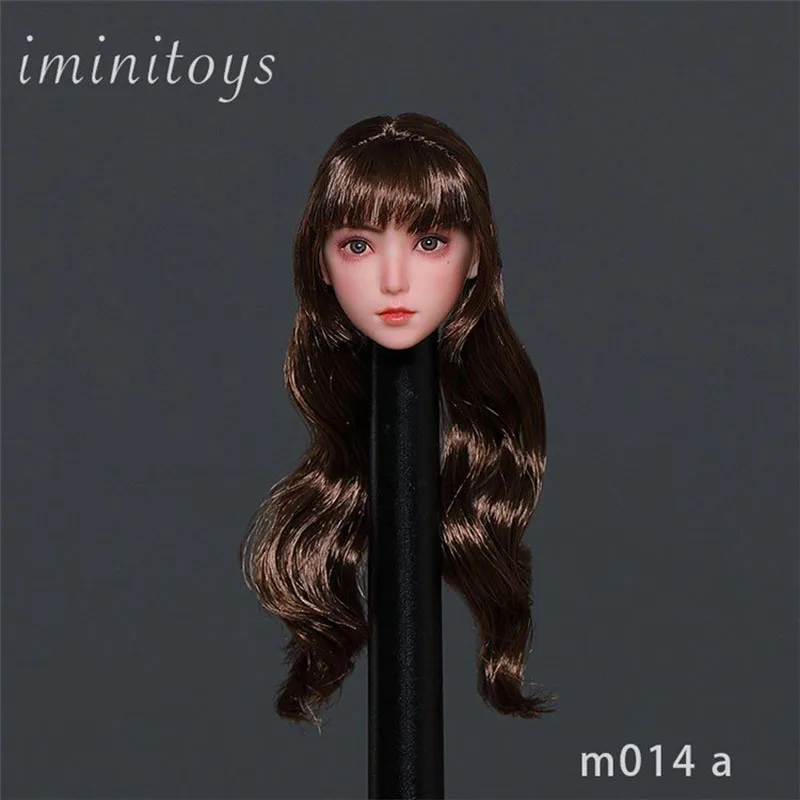 Iminitoys M014 1/6 skala tentara wanita Anime gadis Lolita kepala pahatan Model ukir cocok 12 inci Action figure tubuh mulus