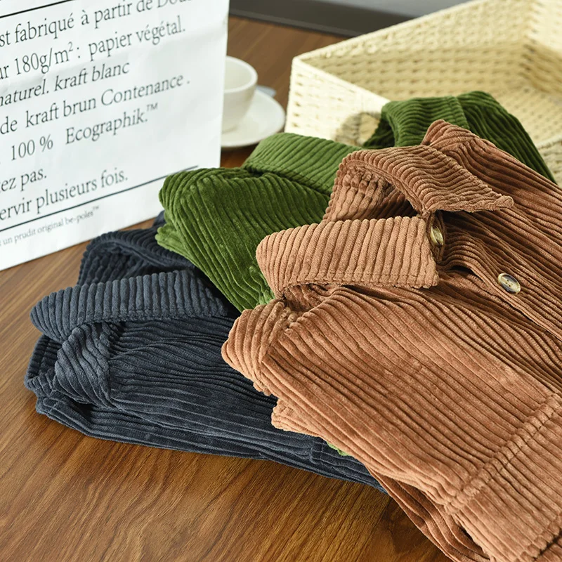 

Italy Designer Long-Sleeve Thick Corduroy Cotton Shirts For Men Brand Casual Fashion Comfortable Tops Clothing Camisa Masculina