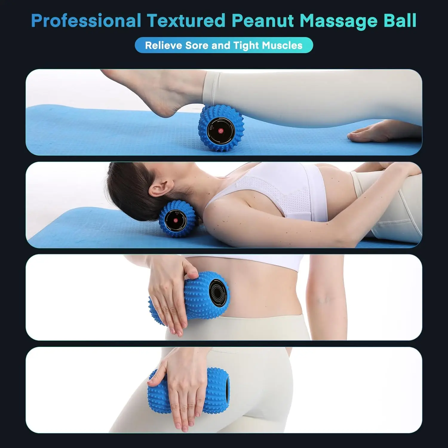 2 in 1 Vibrating Peanut Massage Ball with 6 Massaging Modes, Rechargeable Vibrating Massage Yoga Roller Ball for Muscle Recovery view 6