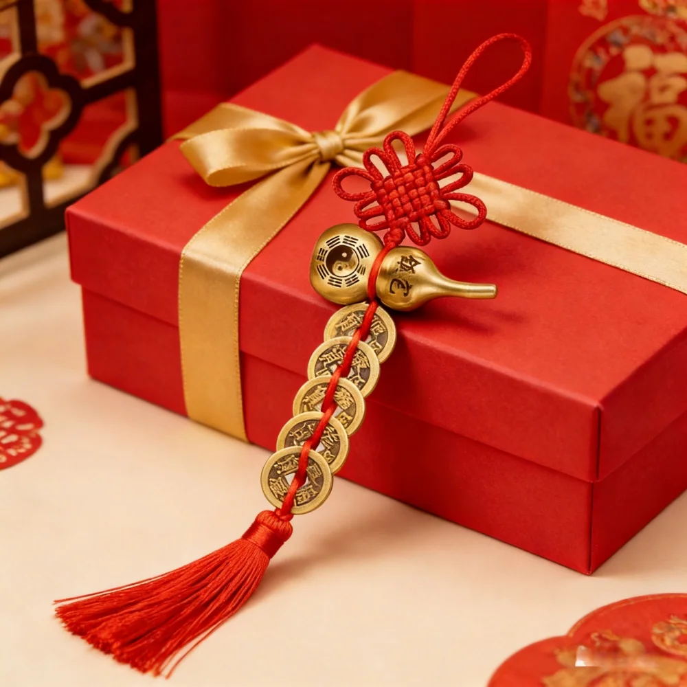 Feng Shui Decoration Five Emperors Money East Northwest Chinese New Year Decor Authentic Gourd Pendant Town House Talisman Coin