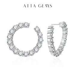 ATTAGEMS Moissanite Hool Earrings 925 Sterling Silver Passed the Diamond Test Wedding Earrings for Women Gift Fine Jewelry Band