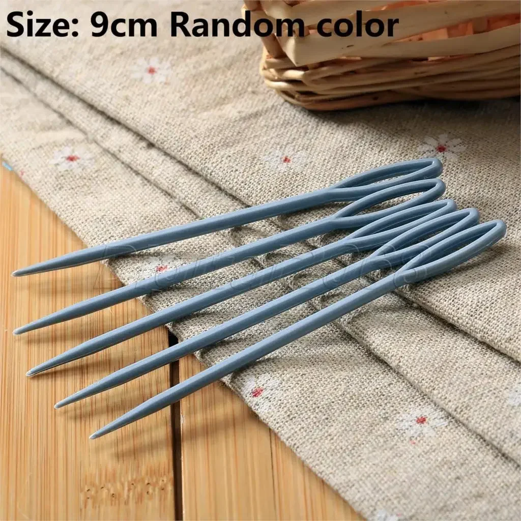 5Pcs 9cm Stitch Needles Large Eye Darning Needles Wool Thread Sewing Embroidery Tapestry Needles  Color Random Plastic