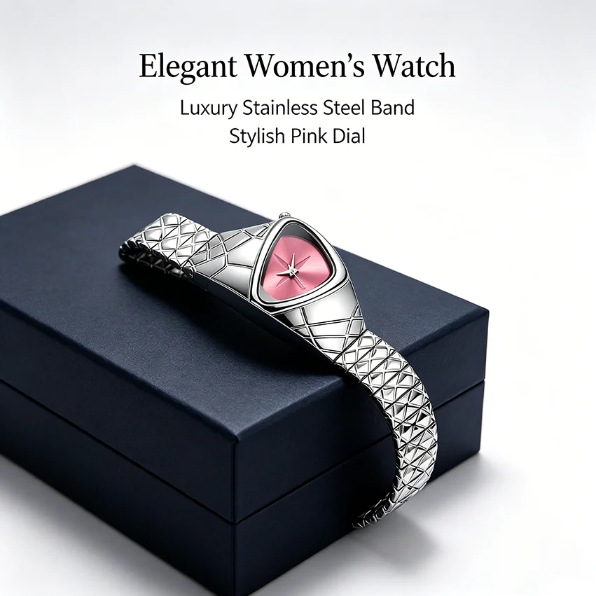 Luxury Triangle Case Women's Watch Unique Diamond Quilted Metal Band Fashion Ladies Bracelet Quartz Wristwatch Wholesale 2026