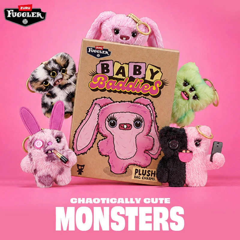 Fuggler Baby Baddies Porte-clés Boîte Mystère, Peluche Monstre Amusant et Mignon, Breloque de Sac, Pendentif Jouet, Cadeaux