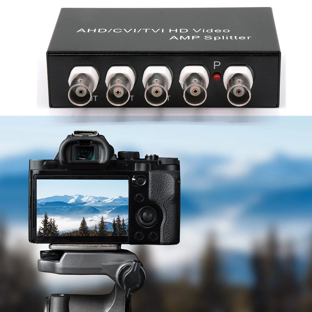 信号1入力、4出力-ahd-cvi-tviビデオ分配器、hd同軸カメラ用、ブラック