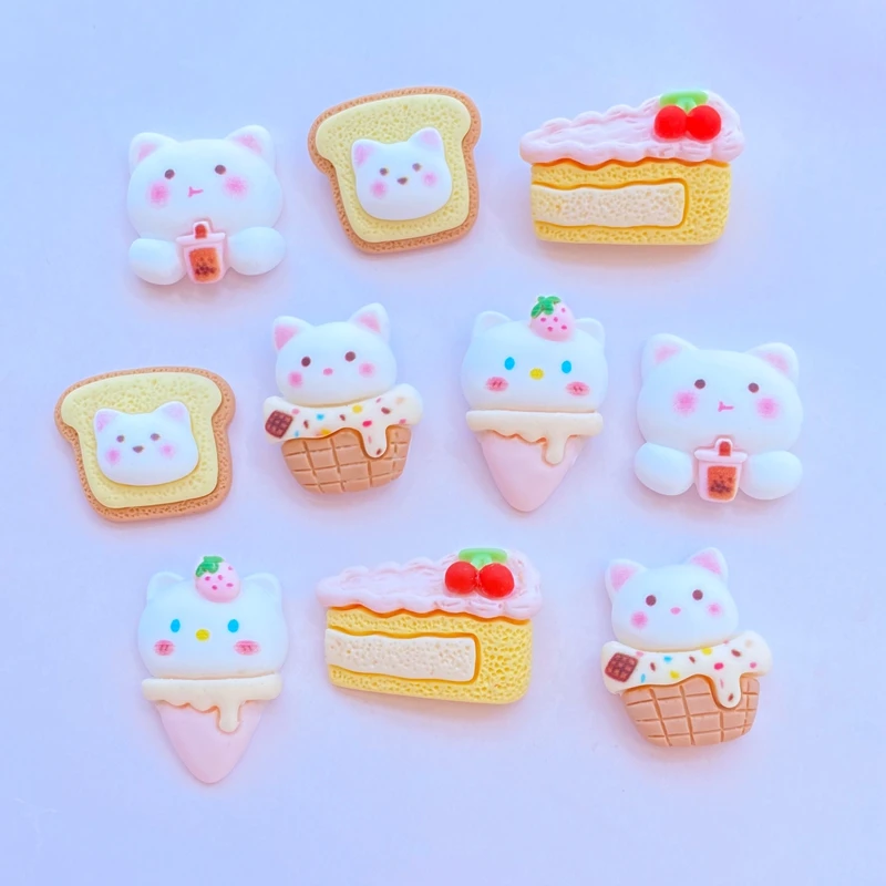 10Pcs Neue Nette Cartoon Kuchen, Eis Serie Harz der Flachen Rückseite Cabochons Scrapbooking DIY Schmuck Handwerk Dekoration Zubehör