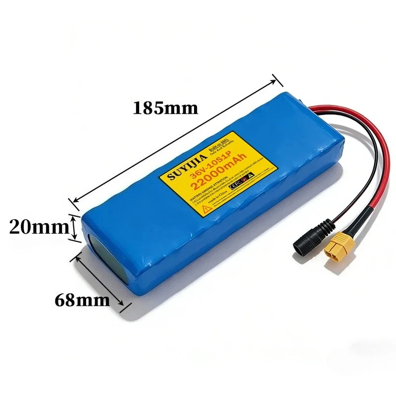 36V-10S1P 18650 rechargeable lithium battery pack 22000mAh, built-in smart BMS 500W