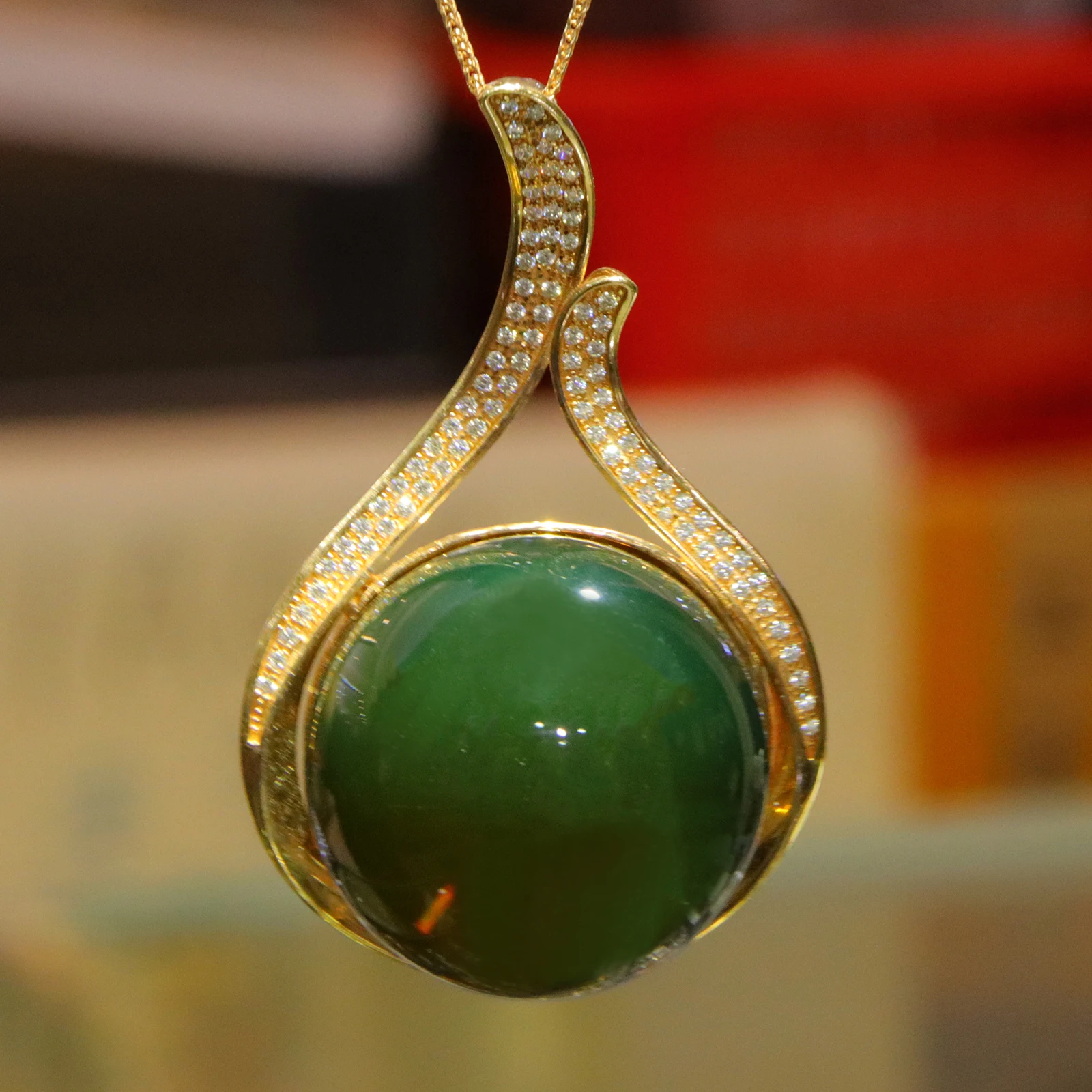 Mexican Blue Amber Pendant 30mm Sterling Silver Teardrop Natural Amber Pendant for Women Handmade