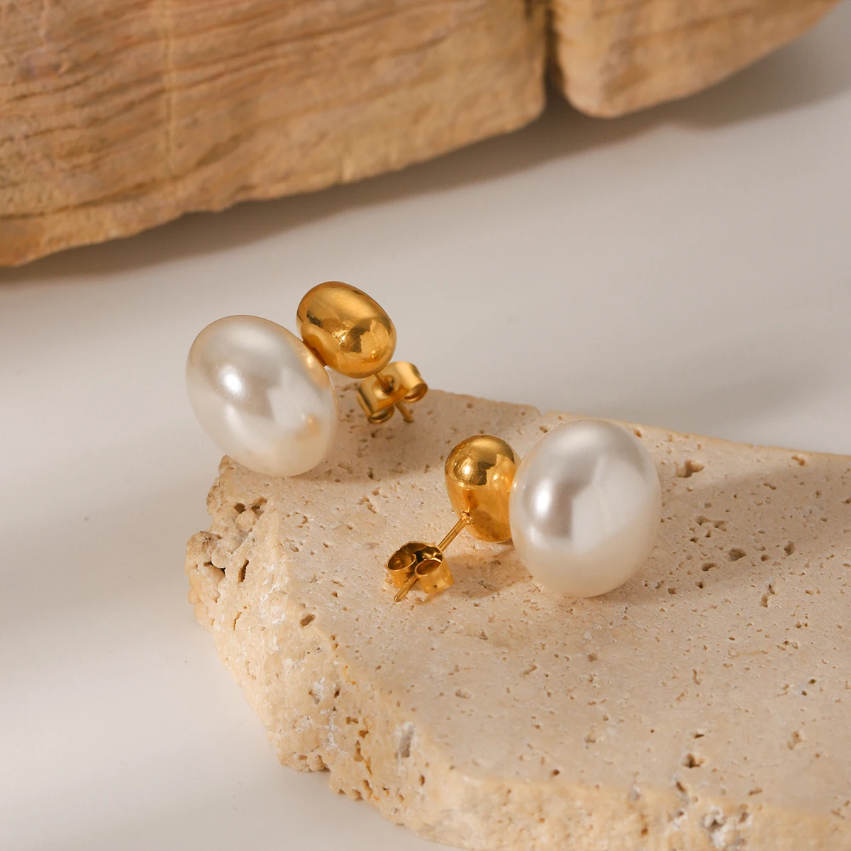 

18K Gold Plated Baroque Pearl Drop Earrings For Women Minimalist Hypoallergenic Stainless Steel Tarnish Resistant Daily Gift