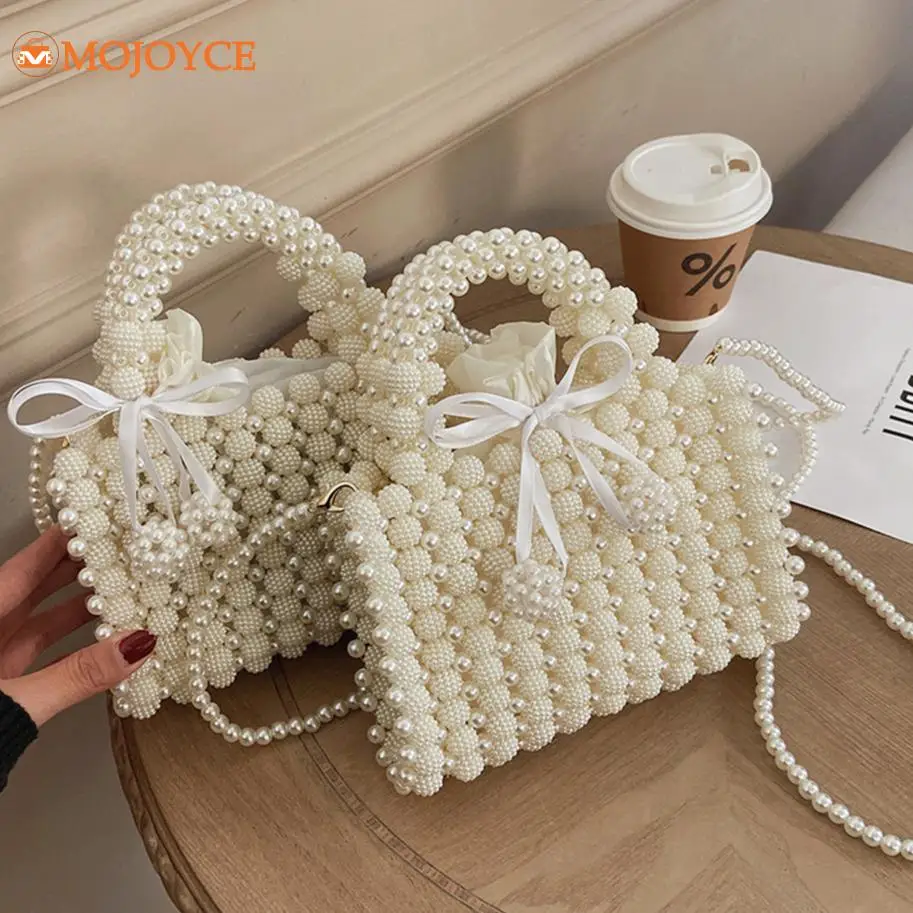 Luxury Handmade Pearl Purses Ladies Wedding Bridal Party Beaded Evening Bag Magic Handbags Designer Crossbody Bag Women's Wallet