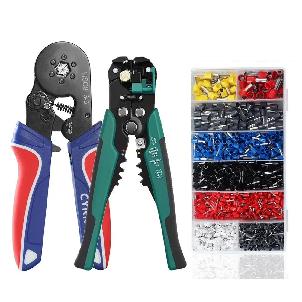 WOZOBUY Crimper Kabelschneider Einstellbarer Automatischer Drahtabisolierer Multifunktionale Abisolier- und Crimpzange Terminal-Handwerkzeuge – Detail 1