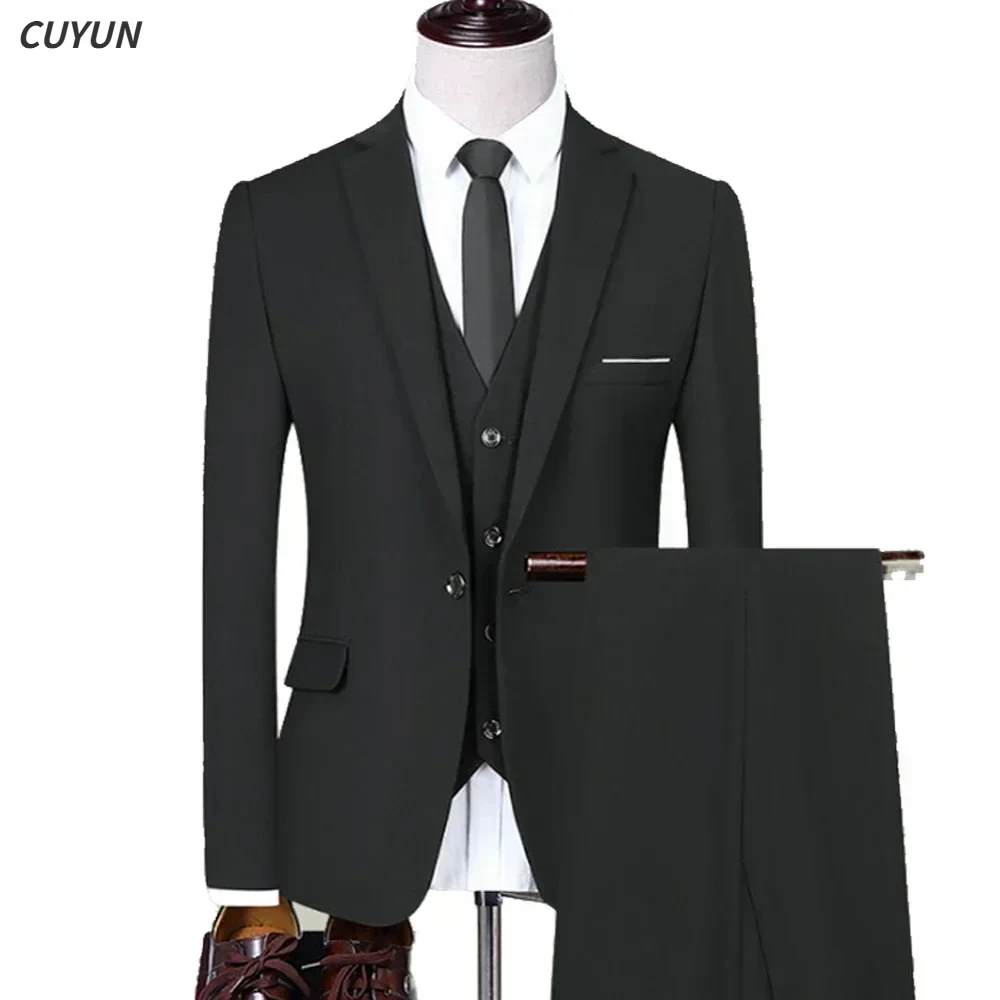 Suits Men Wedding Elegant 3 Pieces Groom\'s 2 Set High Quality 2024 Blazers Jackets Vest Pants Luxury Party Formal Clothing