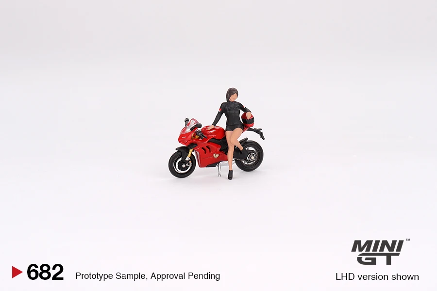 MiniGT 1:64 Ducati Panigale V4 avec mode modèle Miniature moulé sous pression pour fille # Collection de figurines de voiture en alliage 682, jouet de décoration de bureau, cadeau