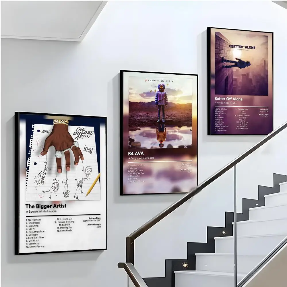A B-Boogie Wit Da Hoodie Rapper Album Poster Home Living Bed Room Bar Hallway Sticky Wall Printing Waterproof Aesthetic Decor