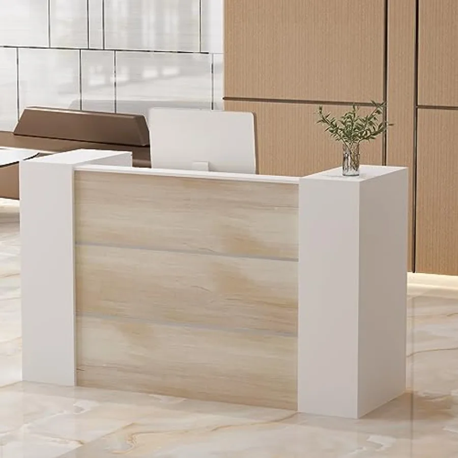 

70.9" W Reception Desk with Lockable Doors and Adjustable Shelves, Modern Large Front Counter Table Office Reception Counter fo