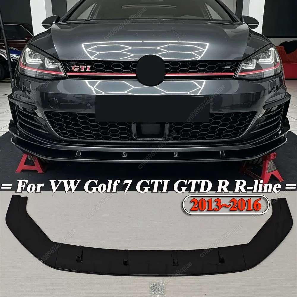 Maxton Style 3Pcs Gloss Black Front Bumper Blade Lip Splitter Spoiler ABS Kits For VW Golf 7 GTI GTD R Rline 2013 To 2016 Tuning