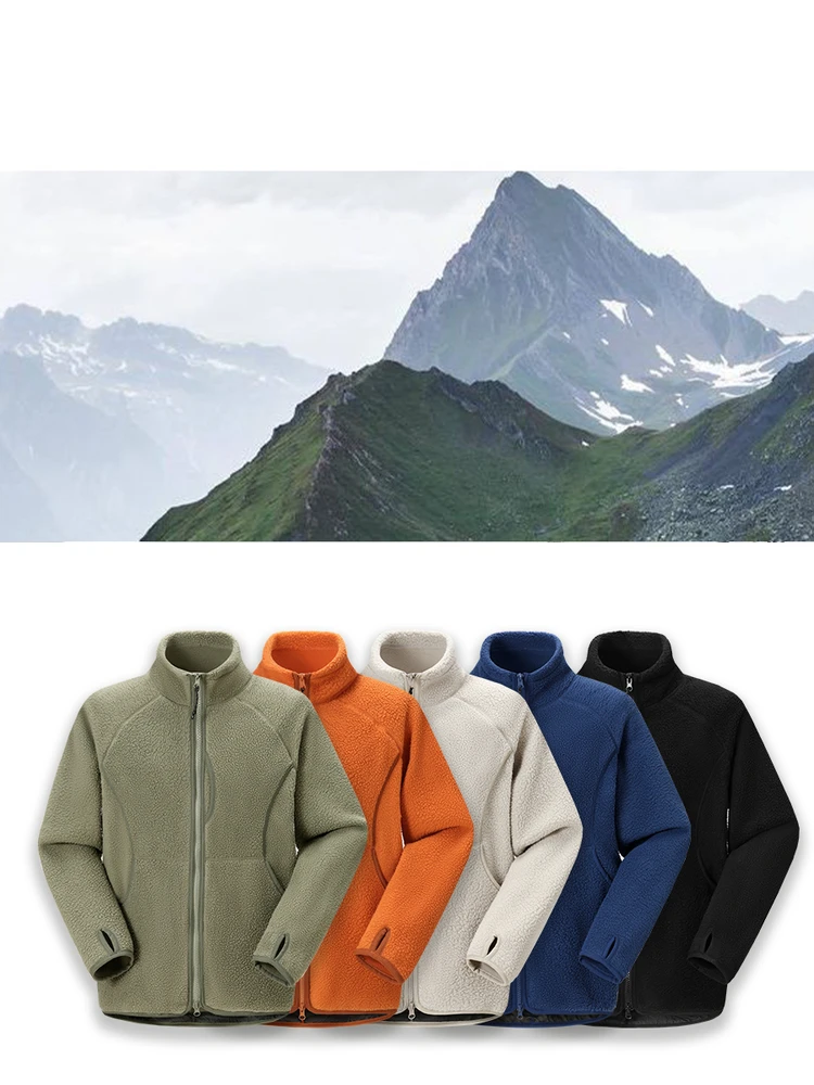 

Outdoor Thiened Fce Lined Windproof Warm Jaet for Autumn And Winter Men's Stand Fit Casual Sle Zipper Closure Coat