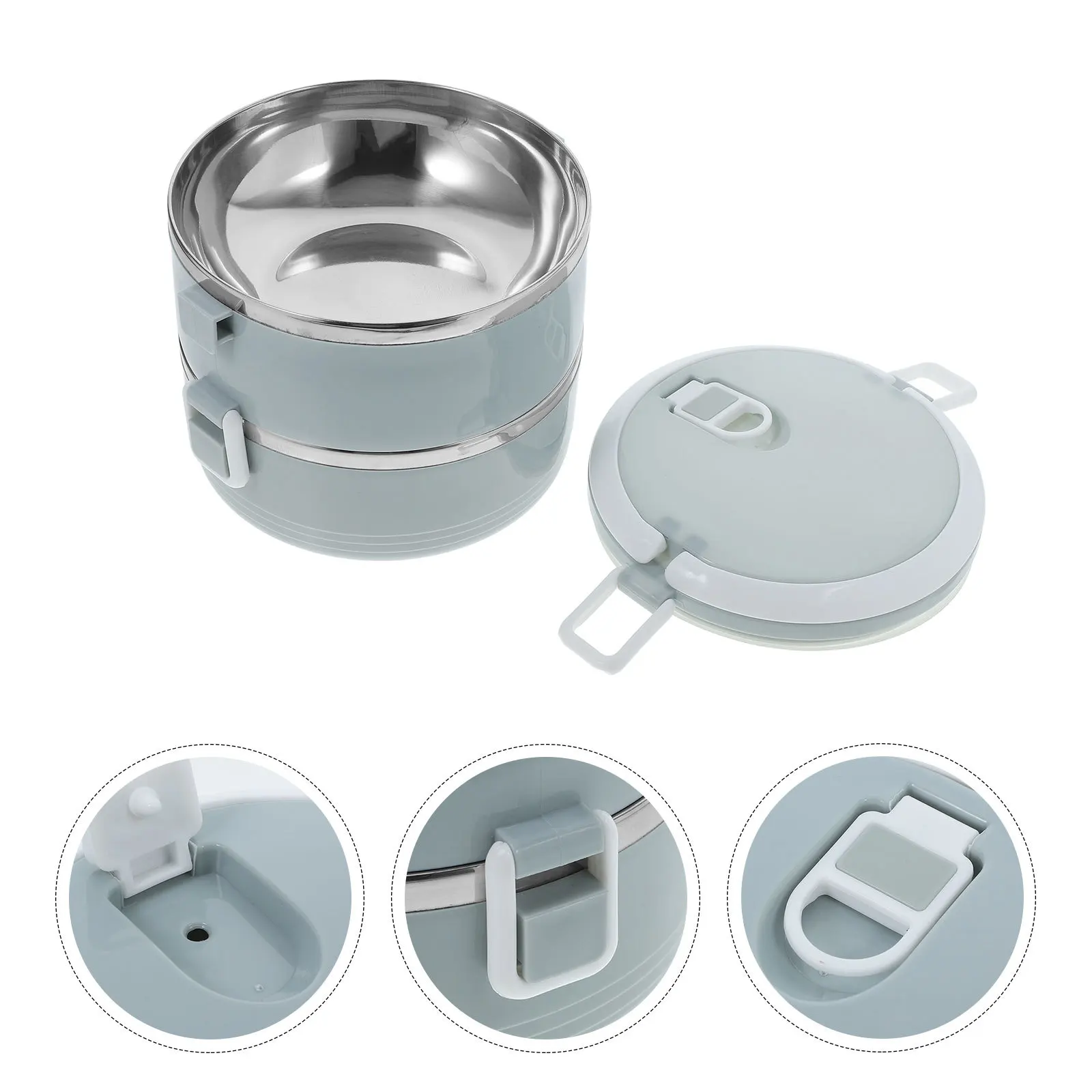 

Double-Layer Stainless Steel Bento Lunch Box Stackable Leak-Proof Lunch Container Office Student Portable Food Holder