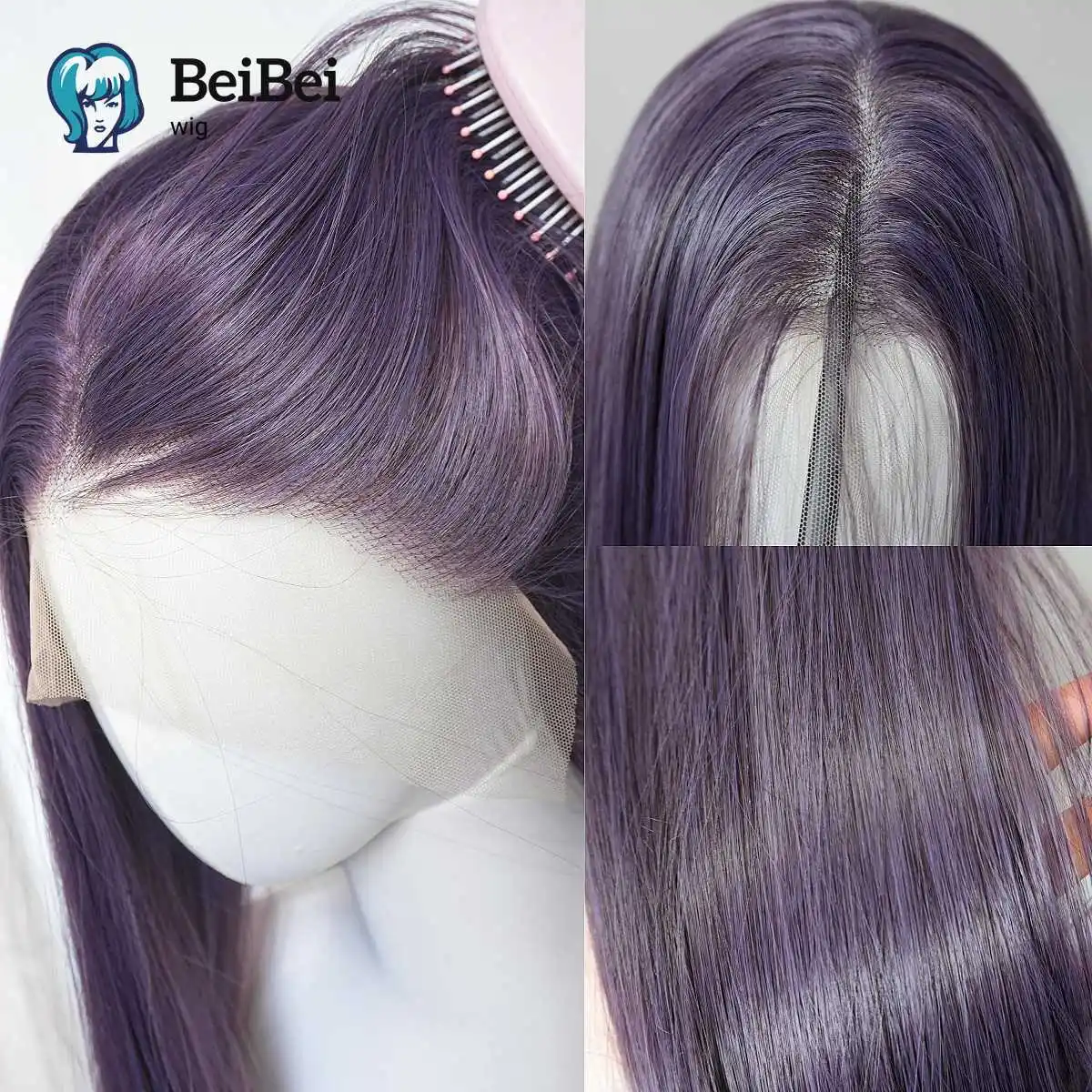 

13*4 Dark Purple Lace Front Wigs Long Straight 26Inch Glueless Synthetic Lace Wigs Heat Resistant Fiber for Women Cosplay Paty