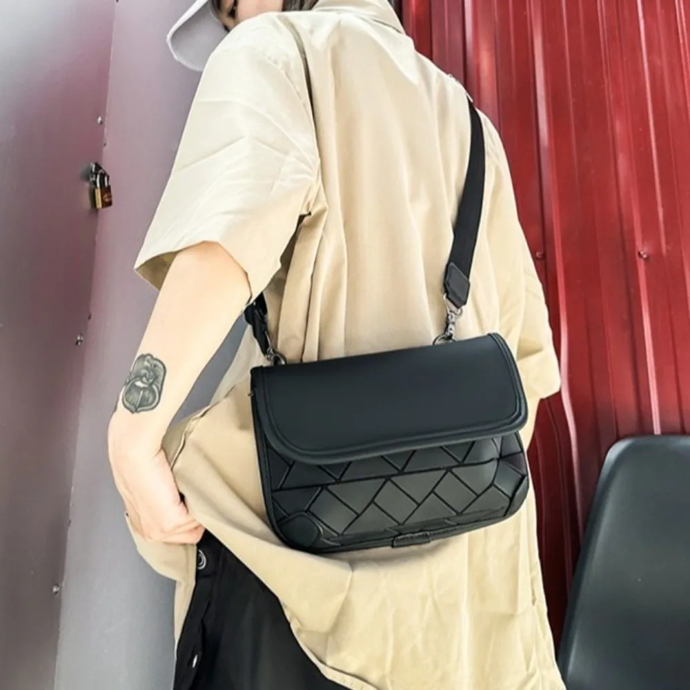 Borsa a tracolla casual con griglia in PU Borsa a tracolla da uomo multifunzione colorata Borsa da petto da uomo impermeabile di grande capacità per uomo/donna