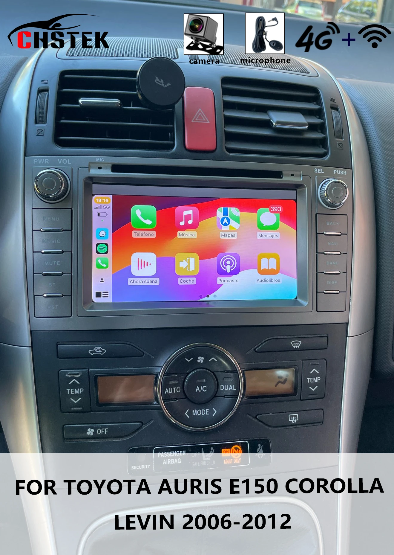 CHSTEK автомобильное радио Carplay для Toyota Auris E150 Corolla Levin 2006-2012 GPS беспроводной Bluetooth авто стерео медиа экран 4G WIFI