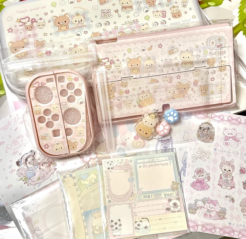 Rilakkuma Diseño original Lindo carcasa protectora de interruptor rosa para Switch2 Oled Soft Shell Compatible con Nintendo NS Sister Lite