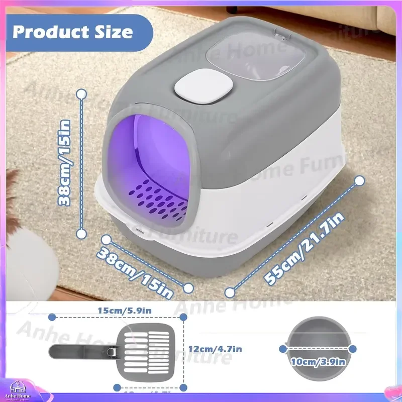 Automatic Cat Litter Box with Sand Proof Cage Sterilization Deodorization Self Cleaning Top Entry Enclosure Litter Scoop and