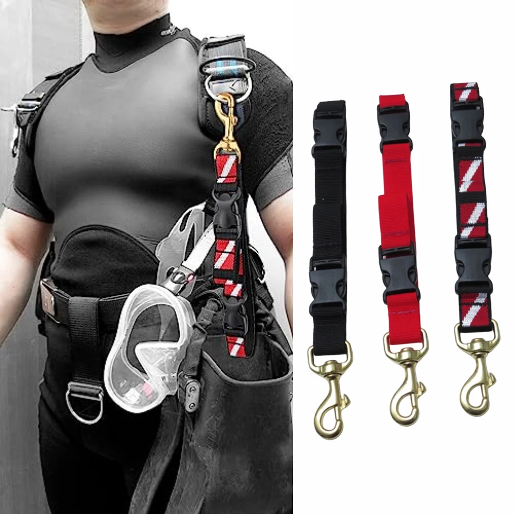 Heavy Duty Diving Fins/Mask Lanyard With Nylon Webbing Quick Release Buckle Swivel Hook  For BCD Side Mount For Dive Accessories