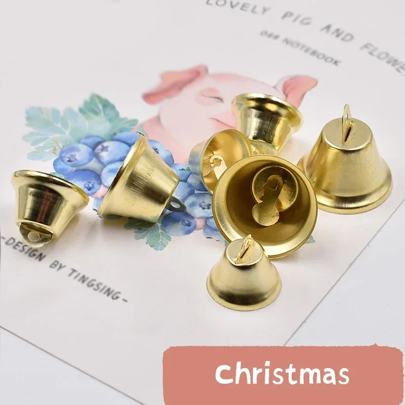 10-38mm Gold Open Horn Jingle Bells Christmas Tree Door Decoration Small Wind Chime Pendant DIY Crafts Party Pet Accessories